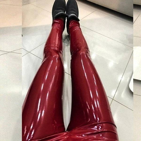 Women's Fashion Casual Mirror Pu Leather Leggings